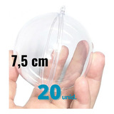 20 Unidades Esfera Bola Acrílica 7,5cm Bolinha Enfeite Natal Cor Transparente