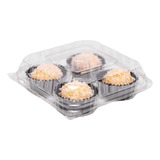 200 Embalagem Quadrada Com 4 Divisórias Doces E Brigadeiros