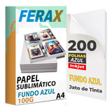 200 Folhas Papel Sublimatico Ferax Azul A4 100g À Prova D'água