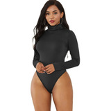 2025 Body Feminino Manga Longa Gola Rulê