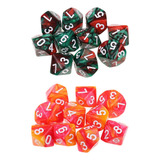 20pcs 10 Faces D10 Poliédricas Cor Dupla Para Dnd Rpg Mtg