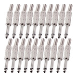 20x Plug P10 Conector Mono Metálico Guitarra Violão Baixo