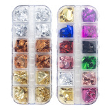 24 Folhas Ouro Prata Bronze Colorido Encapsulamento Unhas