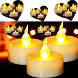 24 Vela Eletrônica Decorativa Led Amarela + 72 Bateria Top