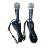 2pç Microfone Com Fio Dinâmico Profissional Metal Cabo 5mts