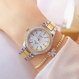 2pcs Mulheres Cristal Diamante Relógio Pulseira Terno Luxo
