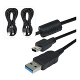 2x Cabo Usb 3m Turbo Carrega Controle Compatível Play 3 Ps3