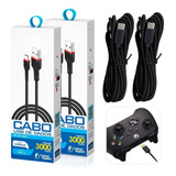 2x Cabos Controle Para Xbox Serie S X 3m Reforçado Jogar Pc