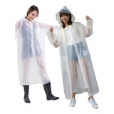 2x Capa De Chuva Transparente Impermeável Eva Capuz Adulto