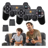 2x Controle Sem Fio Compatível Para Playstation 2 Com Nota