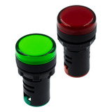 2x Sinaleiro Led Monobloco Din 22mm Comando Luminoso Painel