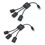 2×micro Usb E Cabo Adaptador Duplo Usb 2.0 Host Otg