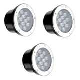 3 Balizador Spot Led Chão Piso Branco Quente 12w Embutir