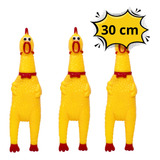 3 Brinquedos Pet Mordedor Frango Galinha De Borracha - 30 Cm