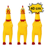 3 Brinquedos Pet Mordedor Frango Galinha De Borracha - 40 Cm