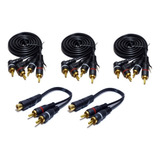 3 Cabos Rca 1,5 Metro Mais 2 Y 2m1f Processador Crossover
