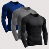 3 Camisa Térmica Dry Fit Segunda Pele Proteção Solar Uv