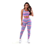 3 Conjuntos Calça Legging E Top Moda Fitness Feminina Atacad
