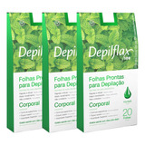 3 Cxs Folhas Depilatórias Corporal Hortelã Depilflax 60 Un