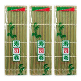3 Esteira Bambu Sudarê Quadrada Sushi Mat 24x24 - T. Foods