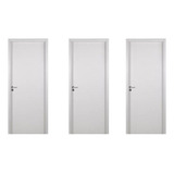 3 Kits Porta De Madeira Lisa 215x84cm Com Batente De Gbwt