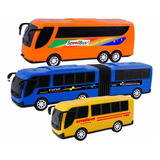 3 Miniaturas Ônibus De Brinquedo - Carrinho De Brinquedo