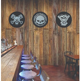 3 Placa Decorativa Motivos Motos Em Acrílico Preto 30cm 