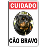 3 Placas Cuidado Cao Bravo Em Aluminio 30x20