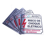 3 Placas Risco Choqu Elétrico Enel Gerador Energia 15x15 Alu