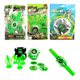 3 Relógios Ben10 Ominitrix Lançador Disco Luz E Som Criança 