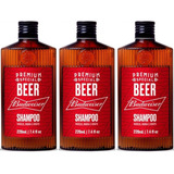 3 Shampoos Budweiser 220ml - Qod Barber Shop
