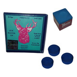 3 Solas De Couro Master Azul + 1 Giz Para Taco De Sinuca