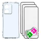 3 X Pelicula 3d + Capa Transparente Para Moto G05