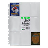 30 Folhas Fichário Álbum Pasta Cartas Cards Pokémon Magic 