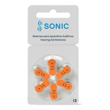 30 Pilhas Bateria Auditiva Tamanho 13 Pr48 Sonic 5 Cartelas Cor Laranja