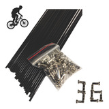 36 Raio Inox 290mm Fino 2.0 Preto Bike Aro 29 Não Enferruja