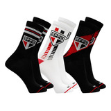 3x Pares Meia Esportiva Oficial Spfc São Paulo Futebol Clube