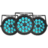 3x Refletor Parled 18x12w Rgbw Quadriled Dmx Slim Dj Festas