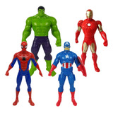 4 Bonecos Homem Aranha Hulk Capitão América Homem De Ferro