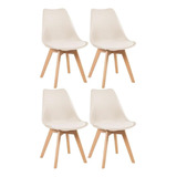 4 Cadeiras Estofada Leda Base Madeira Eames Cozinha Cores Estrutura Da Cadeira Creme