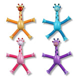 4 Girafinhas Estica Brinquedo Criança Gruda Parede Ventosa