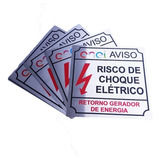4 Placas Alumínio Risco Choque Elétrico - Gerador Enel 15x15