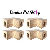 4 Tocas Hamster Pet Formato Em L Madeira Pinus Porco India