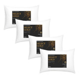 4 Travesseiros 100% Algodão E Antialérgico Select Gold Luxo Cor Branco