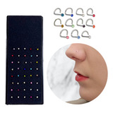 40 Piercing De Nariz Nostril Com Pedras De Strass Coloridas