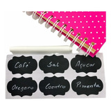 48 Etiquetas Lousa + Caneta Giz Liquido Organização Potes