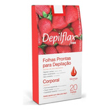 4cx Folhas Prontas Depilação Corporal Depilflax Morango 20un