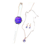 4pcs Relógio Feminino Colar Brincos Conjunto De Presente Mod