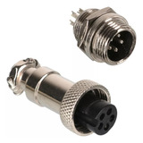 5--conector Aviação Mini Circular Mike Gx12 Painel 5 Vias