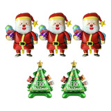 5 Balão Natal Metalizado 75cm Arvore Papai Noel Decoração Cor Sortidos Papai Noel/arvore Base